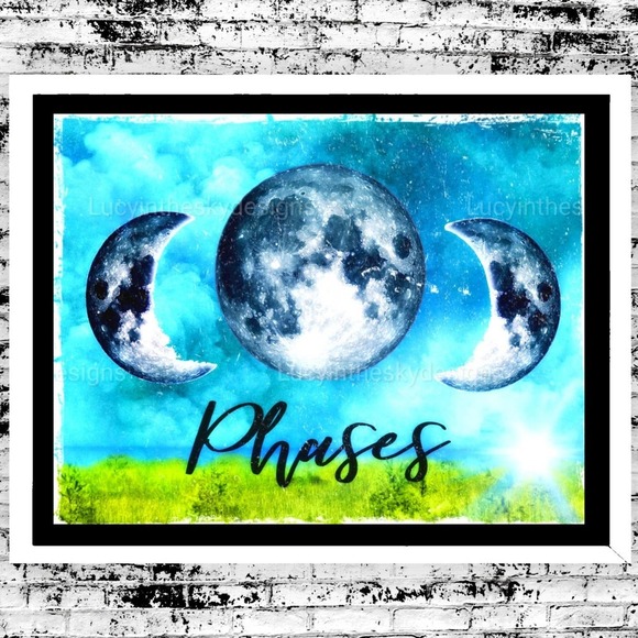 Art Print Moon Landscape "Phases" Nature Wall Decor - Picture 1 of 5